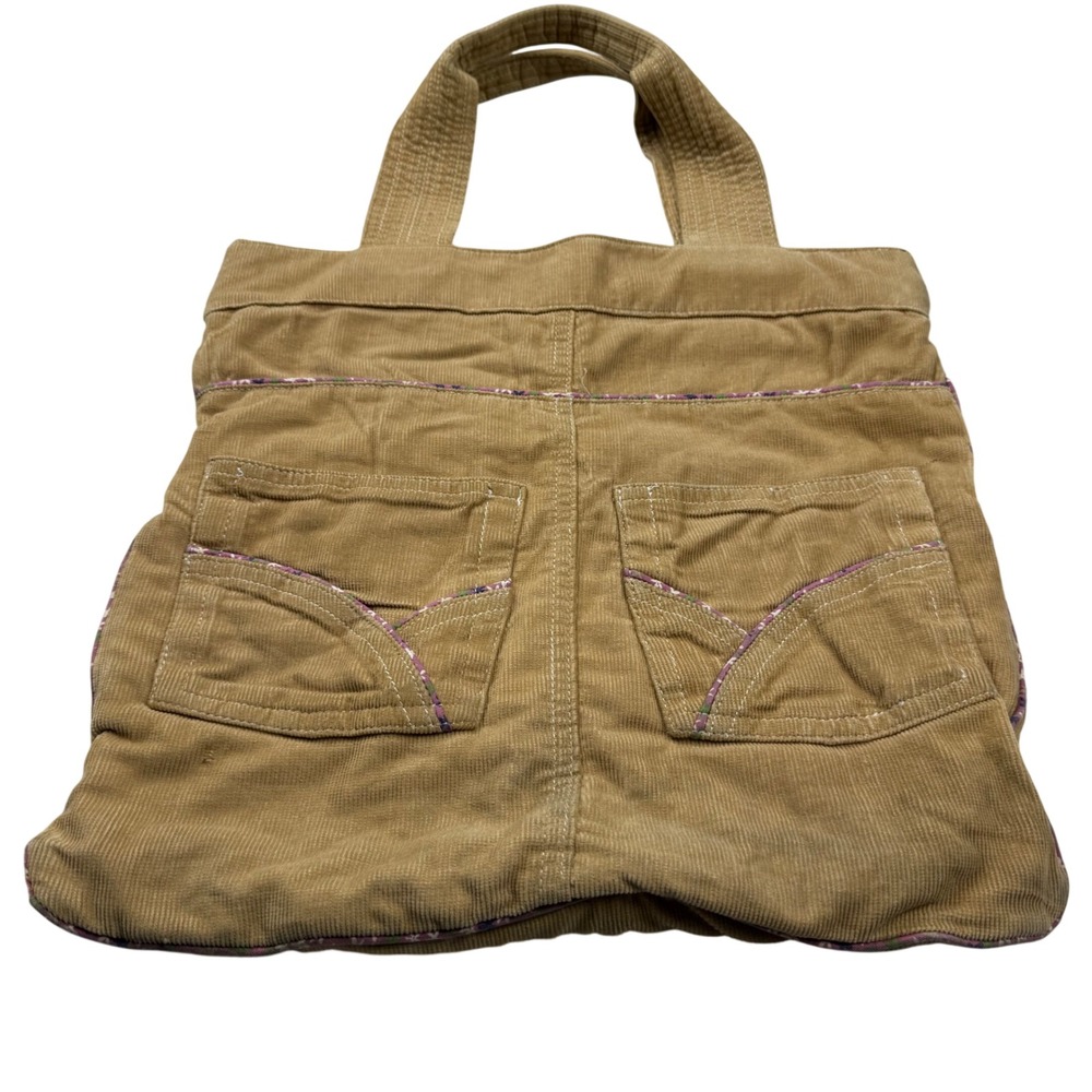 VTG‎ Y2K Aeropostale Tan Corduroy Tote Shoulder Bag Floral Pockets Snap Brown
